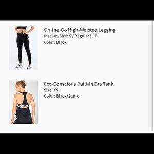 Fabletics leggings & tank top with built in bra